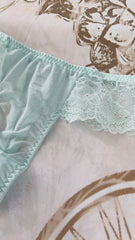 Teal Lacy Chiffon Thong