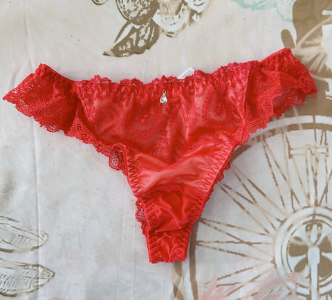 Red Lacy Gem Thong