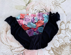 Black Paint Flowers Panty