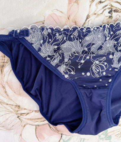 Navy Meshed Floral Panty