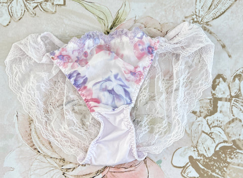 White Lacy Pastel Flowers Panty