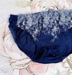 Navy Meshed Floral Panty