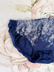Navy Meshed Floral Panty