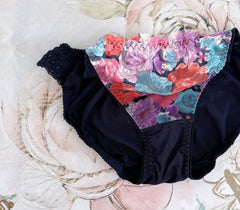 Black Paint Flowers Panty