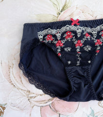 Navy Red Roses Panty