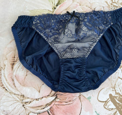 Navy Lacy Ribbon Panty